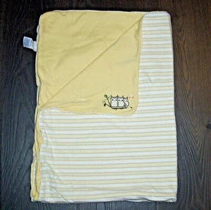 Vintage Gymboree 2001 Yellow 3 Owl Who Whoo's Who's Cute Stripe Baby Blanket - Picture 1 of 4
