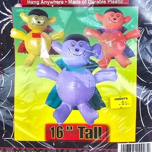 VTG Inflatable Halloween Vampire Dracula Monster Yellow Purple Hanging Decor Lot - Picture 1 of 6