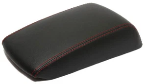 Fits 03-08 Mazda 3 Real Leather Center Console Lid Armrest Cover w/Red Stitch - Bild 1 von 7