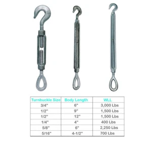 Hook Eye Galvanized Turnbuckle Pulley Drop Forged Turnbukle - Picture 1 of 7