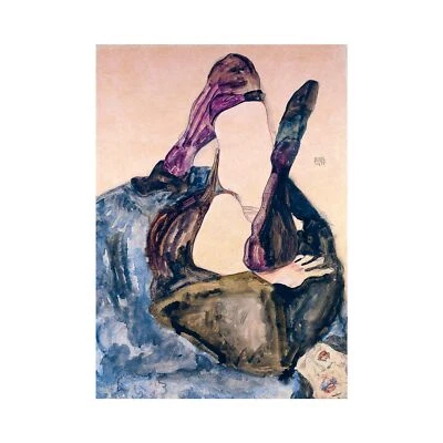 Egon Schiele, Woman with Purple Stockings 1911, Lustre Canvas Print, B3 Size Foto 1 de 4