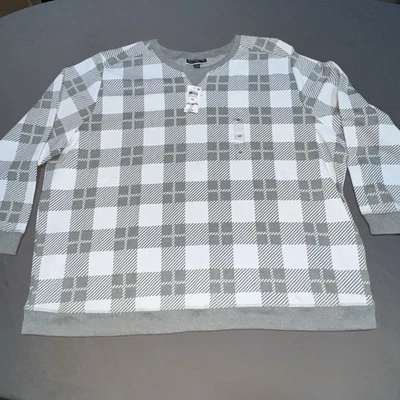 NUEVO CON ETIQUETAS Karen Scott Sport Cuello Redondo Gris y Blanco Sudadera a Cuadros Para Mujer’s 4XL -5027 Foto 1 de 4
