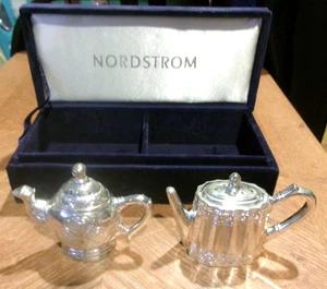 VINTAGE Godinger Silver Plated Coffee & Tea Pot Salt & Pepper Shakers New - Picture 1 of 6