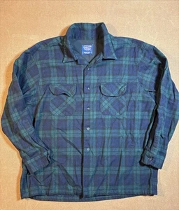 Mens Pendleton Board Up 100% Wool Loop Collar Both 2XL Rockabilly Green Blue - Picture 1 of 3