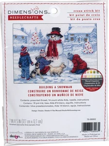 Dimensions Counted Cross Stitch Kit 7"x5" - Building A Snowman (14 Stück) - 70-089 - Bild 1 von 4