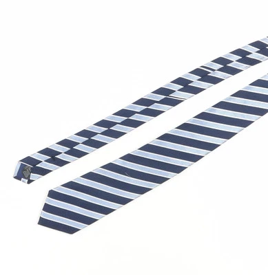 Corbata ajustada a rayas de seda azul para hombre Marks and Spencer Foto 1 de 4