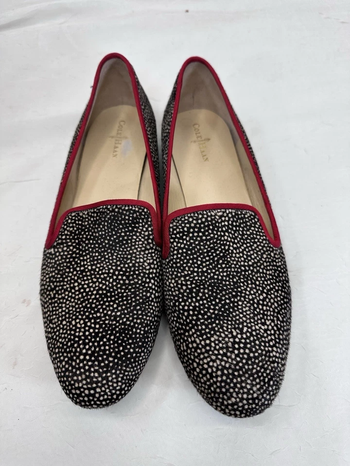 Mocasines de pelo de pantorrilla real Cole Haan Sabrina puntos negros y crema sin cordones para mujer 9 Foto 1 de 4
