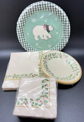 Pratos e guardanapos de papel vintage Lenox Holiday + outros pratos de férias NOVO LACRADO - Imagem 1 de 4