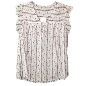 Como Blu ärmellose Babydoll Bluse Übergröße 1X lila Blumen Prärie Bauer NEU - Bild 1 von 17