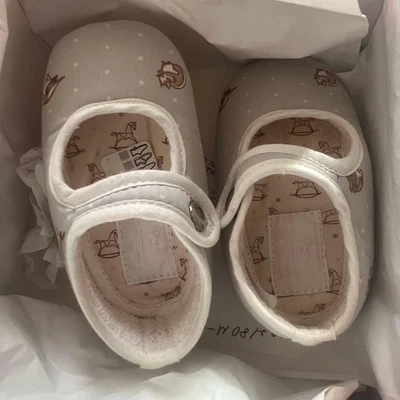 Hermes Paris Bebé Primeros Zapatos Planos Blanco Lunares Botón 10.5cm con Caja Foto 1 de 3