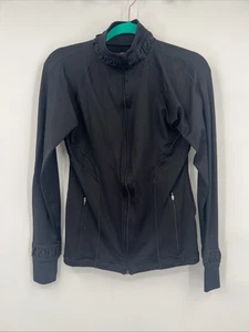 SPANX Black Active Full Zip Stretch Ruffle Full Zip Contour Jacket Size S - Picture 1 of 9