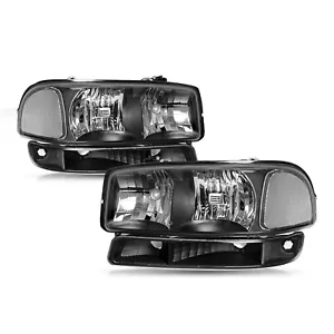 Headlights w/ Bumper Lamps For GMC Sierra 1500 2500 1999-2007 Yukon XL 2000-2006 - Imagen 1 de 6