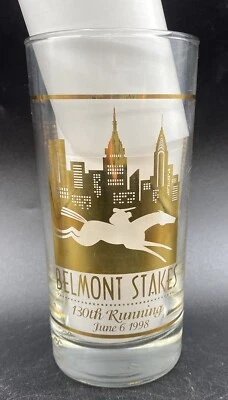 1998 Belmont Stakes 130th Belmont Park Gold Limited Edition Official Glass #’d - Image 1 of 4