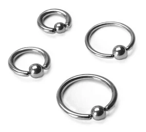 1 or 2 Rings Steel CBR Captive Bead Ring 12g to 00g Ear Nose Septum Nipple #RSM - Picture 1 of 3