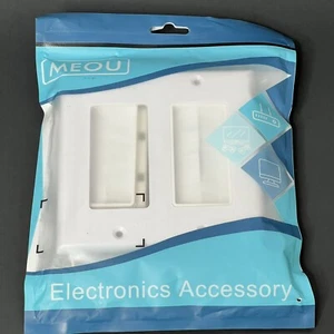 2 Gang Brush Wall Plate White 2 Pack Double Gang Cable Management Kit For Tv NEW - Afbeelding 1 van 3