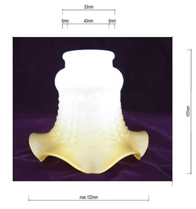 Lampenschirm Glas matt Rand Gelb Braun Antik Stil RETRO Glasschirm Blüte NEU - Bild 1 von 6