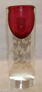 Skrdlovice Jaroslav Svobo Czech Bohemian Art Glass Flower Vase Pink Clear Bubble - Bild 1 von 12