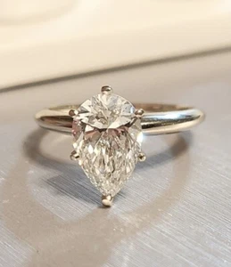 2.18 Carat Pear 14k White Gold Lab Grown Diamond Engagement Ring Size 7 IGI Cert - Picture 1 of 18