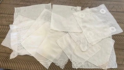 Vintage Handkerchief Lot Of 12 Cutout/Embroidered/Tatted/Lace Wedding Party EUC! - Image 1 of 4