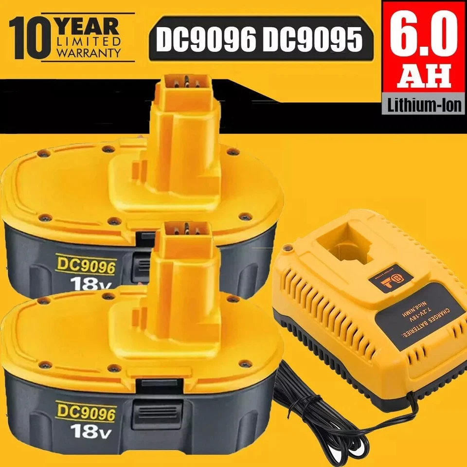 18V 6.0Ah For Dewalt 18V Battery DC9096 DE9095 DC9098 DE9503 DE9098 / Charger