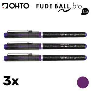 OHTO Fude Ball Bio Free Ink Pen • 1.5 mm Bold Ball • Violet • 3pcs - Imagen 1 de 2