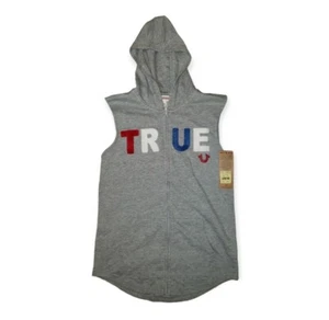 Grey True Religion Sleeveless True Hoodie Vest Boys Size Medium New With Tags - Picture 1 of 5