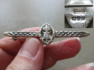ANTIQUE VINTAGE CHESTER STERLING SILVER CELTIC VIKING LONG SHIP KILT PIN BROOCH - Picture 1 of 5