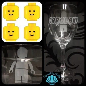 Personalised Lego Man Wine Glass Handmade Free Name Engraved! Toy Bricks - Picture 1 of 12