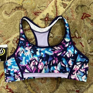 Champion girl's sports bra sz 14-16 XL multicolor w purple Cross Cross straps - Picture 1 of 4