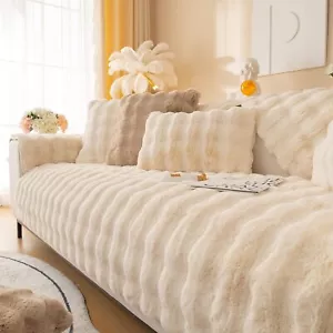 Plüsch Sofabezug 90x210cm Beige Sofabezug für Zuhause - LINGKY Neu - Bild 1 von 7