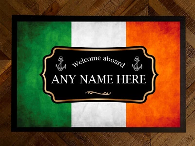 Personalisierte Bootsmatte, Irische Flagge, Segelmarine Türmatte 60 X 40 Cm - Bild 1 von 4