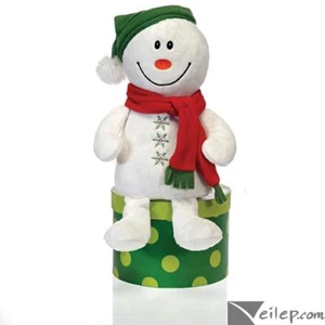 Fiesta Navidad muñeco de nieve con bufanda animal de felpa de 11", blanco verde - Imagen 1 de 1