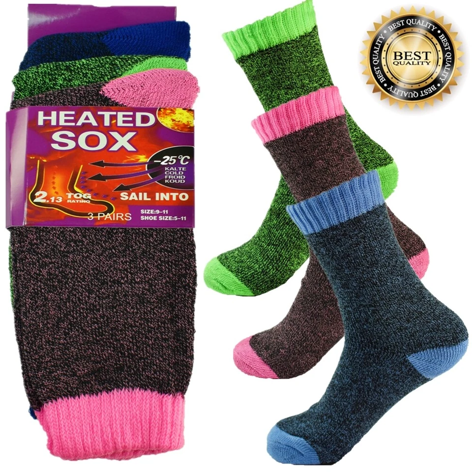 9 Pares Mujeres Invierno Cálido Trabajo Térmico Calefacción Resistente Botas Calcetines Talla 9-11 Foto 1 de 4