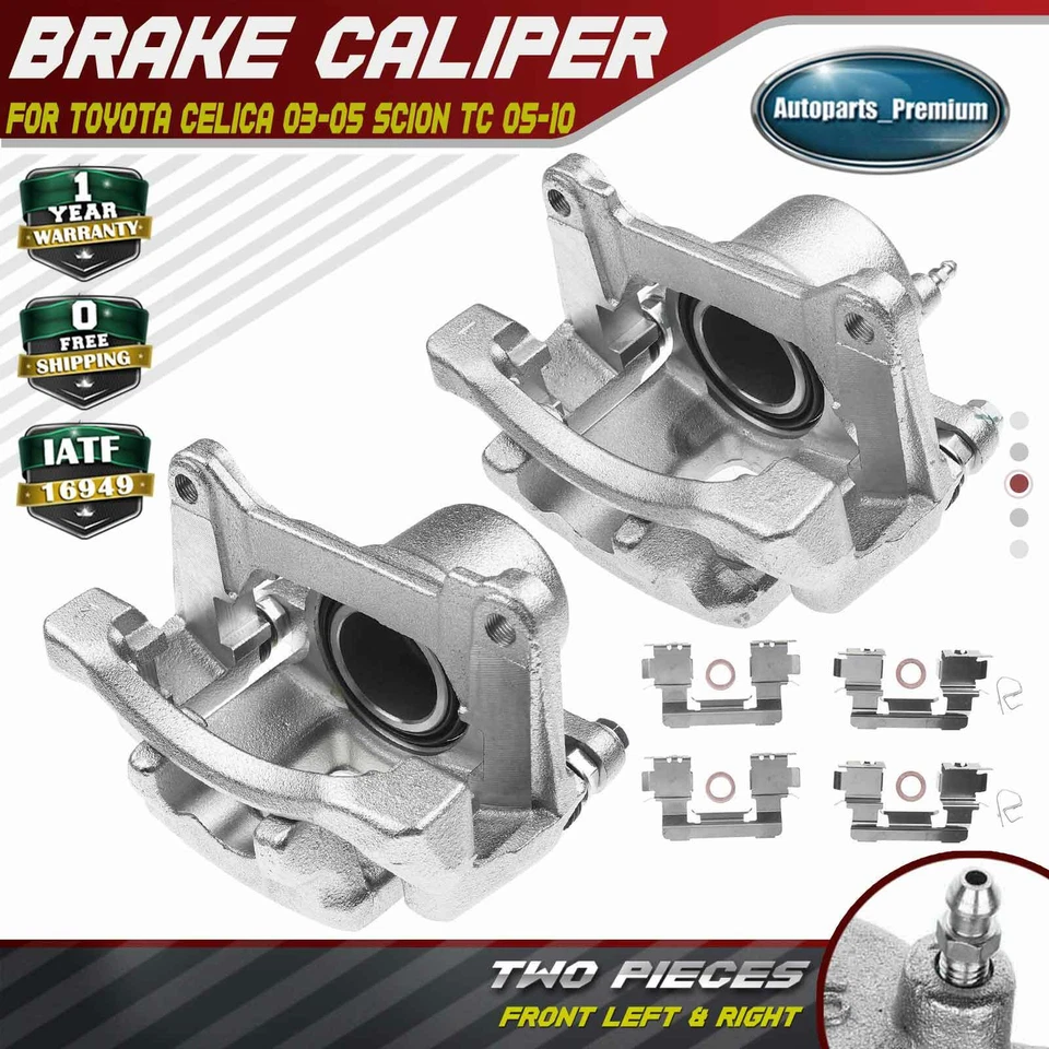 Par de pinzas de freno delanteras con soporte para Toyota Celica 03-05 Scion tC 05-10 Foto 1 de 4