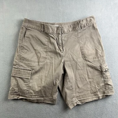 Pantalones Cortos J Jill Para Mujer Talla 8 Marrón Mezcla Algodón Bolsillos Chino 9” Entrepierna Foto 1 de 4