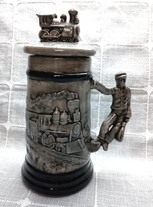 Hershey R.R. Porcelain Stein Gray & Black with Conductor Handle and Train on Top - Picture 1 of 11