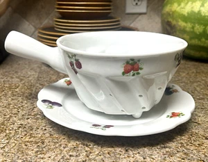 Fruit Berry Bowl w/ Under Plate BIA Cordon Bleu Vintage Pottery Thanksgiving Set - Picture 1 of 5