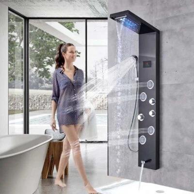ELLO&ALLO Shower Panel Tower System  LED Rain&Waterfall Massage Body Jets Spraye - Image 1 of 4
