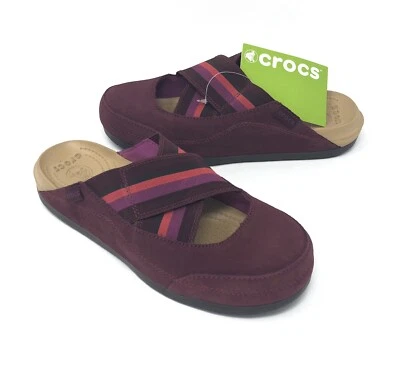 Crocs Edie Mules Mujer Talla 7 Borgoña/Viola NUEVO CON ETIQUETAS Foto 1 de 3