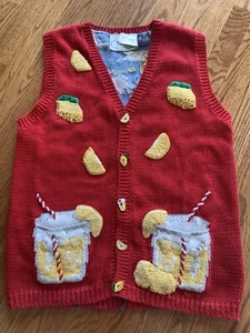 NUEVO CON ETIQUETAS De Colección Precioso RARO Limonada Soporte Ojo de Águila Suéter Chaleco Con Bolsillos L - Imagen 1 de 12