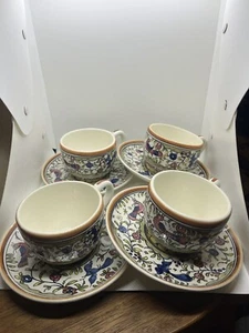 Rare HTF Set Of 4 Neiman Marcus Pavoes Cups & Saucers Made In Portugal EUC - Picture 1 of 24