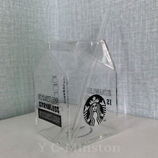 Starbucks Eco Season kreatywny karton mleczny forma szklany kubek do kawy + słomka