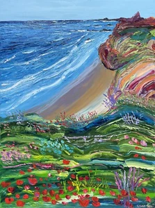 GRANDE Pintura Arte Big Sur Impresionismo Contemporáneo Óleo Sobre Lienzo 40 X 30 Pulgadas - Imagen 1 de 15