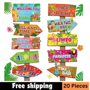 20 Pieces Luau Party Decorations Hawaiian Party Welcome Sign Summer Tropical Par - Picture 1 of 6
