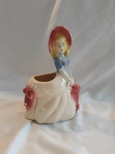 VINTAGE USA SOUTHERN BELL LADY FIGURINE POTTERY VASE / PLANTER - Picture 1 of 10