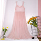 Women Sheer Slip Dress Ruffle Pleated Mesh Tulle Cover Up Long Petticoat Party