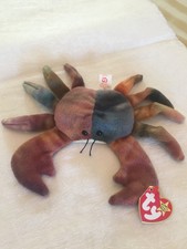 Ty Beanie Babies CLAUDE the Crab, PVC Pellets 1996, 1st Edition, Korea VERY RARE