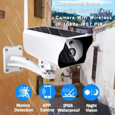 Outdoor 1080P Solar Powered Security Energy Camera Wireless WiFi IP Home CCTV HD - Image 1 of 4