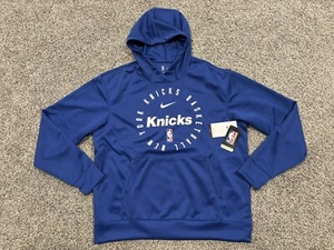New York Knicks Nike 2024/25 Spotlight On-Court Practice Pullover Hoodie - Blue - Picture 1 of 6
