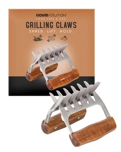 Premium 18/8 Stainless Steel Meat Shredder Claws with Wooden Claw - Picture 1 of 7